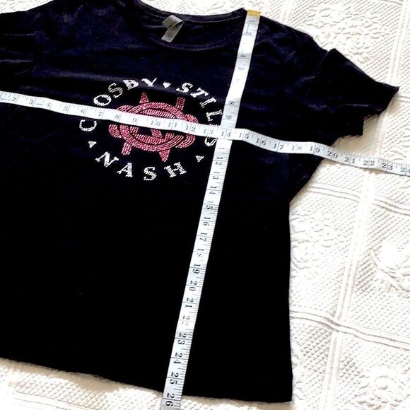 Crosby Stills Nash Vintage Concert Tee Pink and Silver Rhinestones - Picture 2 of 5